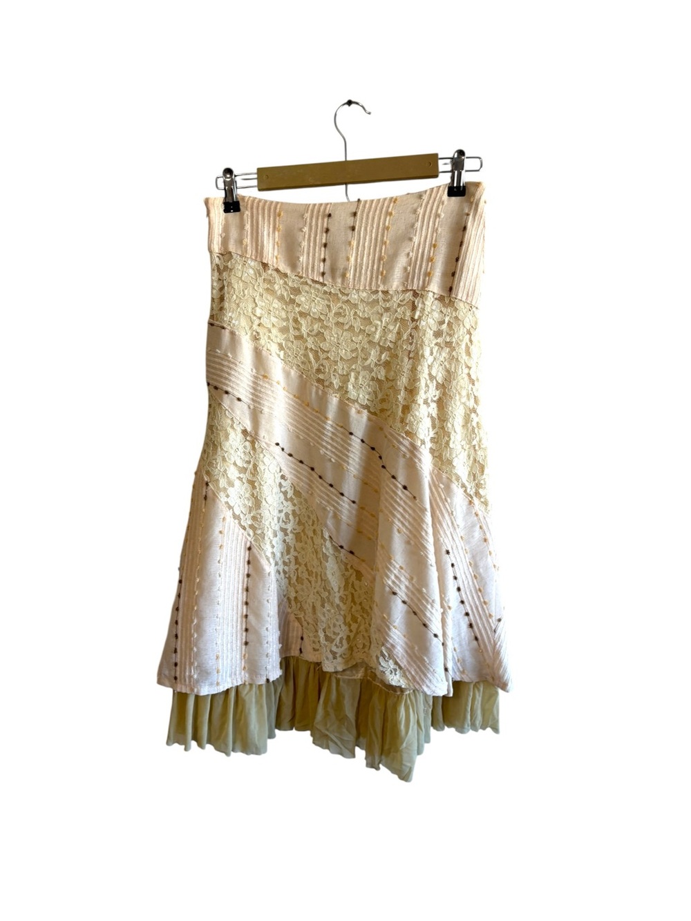 Vintage Y2K Young Essence Sz S Lace Mesh Midi Skirt Fairy Cottagecore Whimsy
